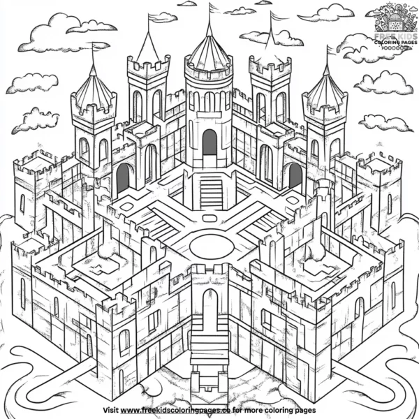 Fantasy castle maze coloring pages