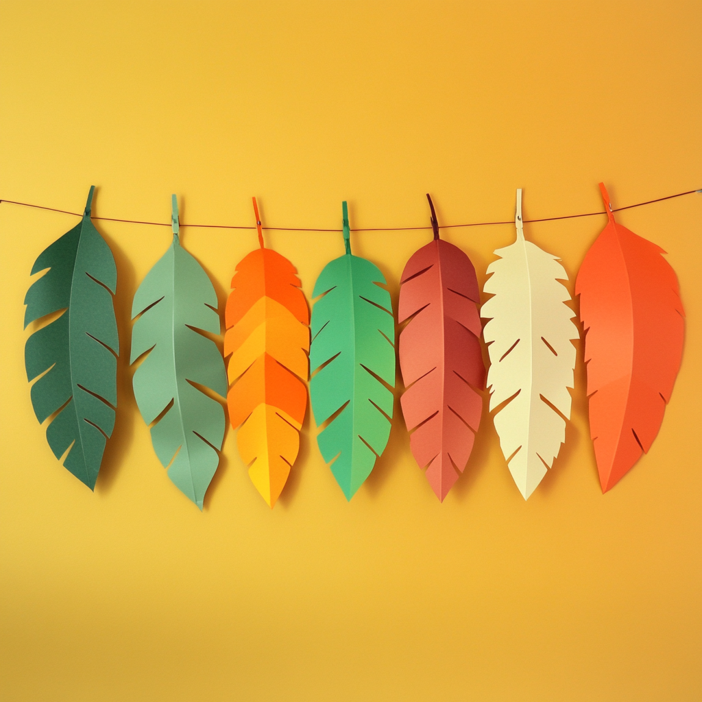 Feather banner modern autumn leaves 1