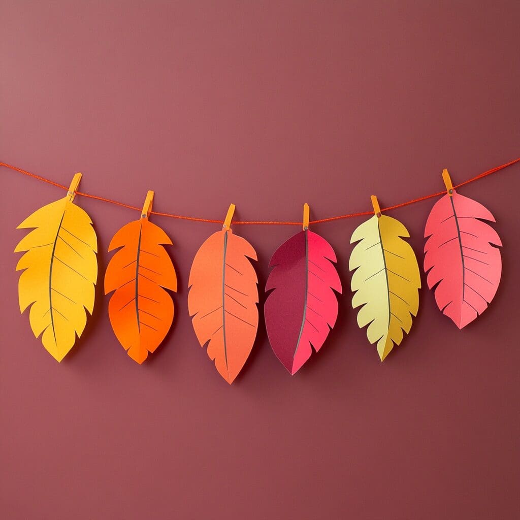 Feather banner modern autumn leaves 2