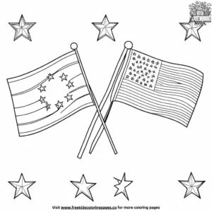 Flags with Stars Design Coloring Pages