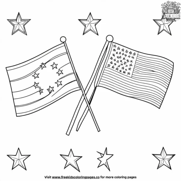 Flags with stars design coloring pages