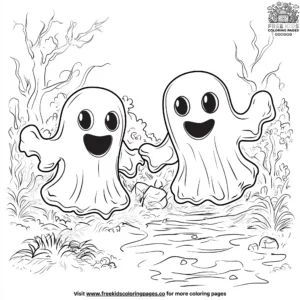 Floating Ghosts Coloring Pages