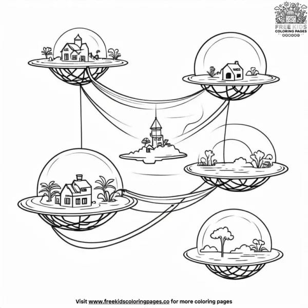 Floating islands coloring pages