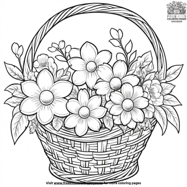 Flower basket easter coloring pages