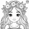 Flower Crown Cutie Coloring Pages