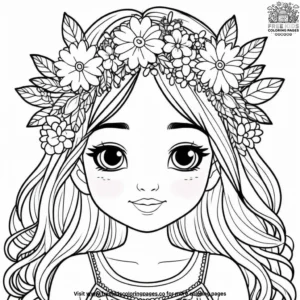 Flower Crown Cutie Coloring Pages