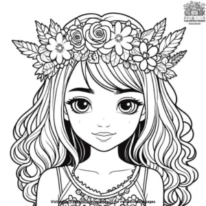 Flower Crown Friend Coloring Pages