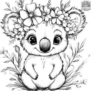 Flower Crown Koala Coloring Pages