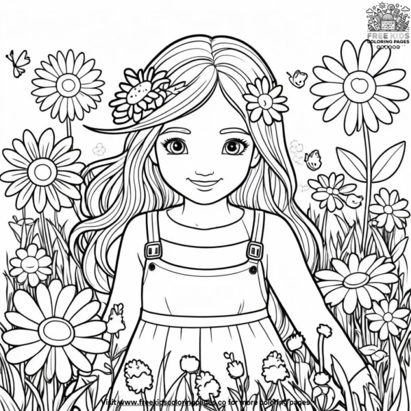 Flower field fun coloring pages