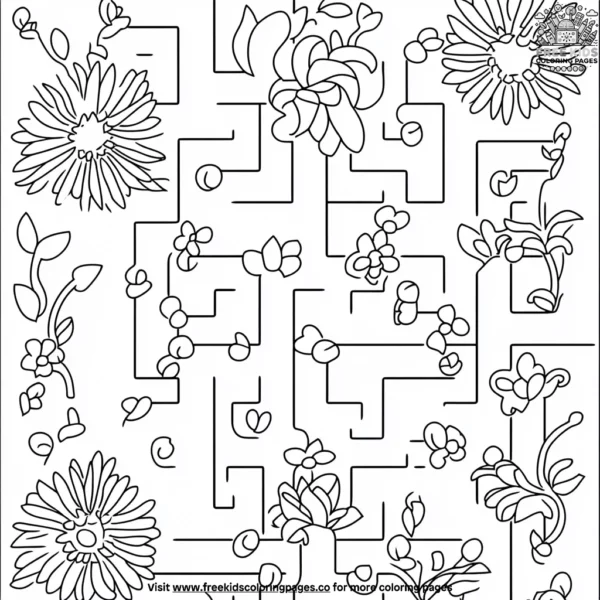 Flower garden maze coloring pages