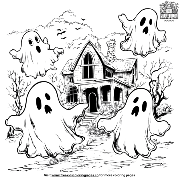 Flying ghost coloring pages