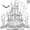 Foggy Haunted Mansion Coloring Pages