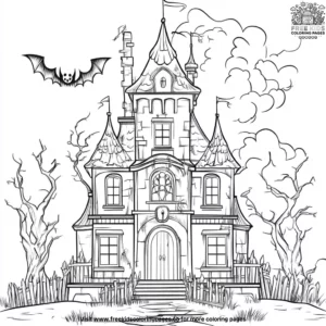 Foggy haunted mansion coloring pages