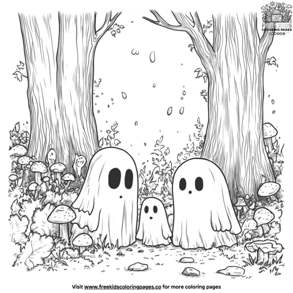 Forest ghost family coloring pages