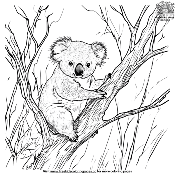 Forest koala coloring pages