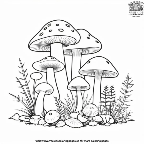 Forest mushroom coloring pages