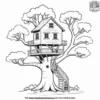 Forest Treehouse Coloring Pages