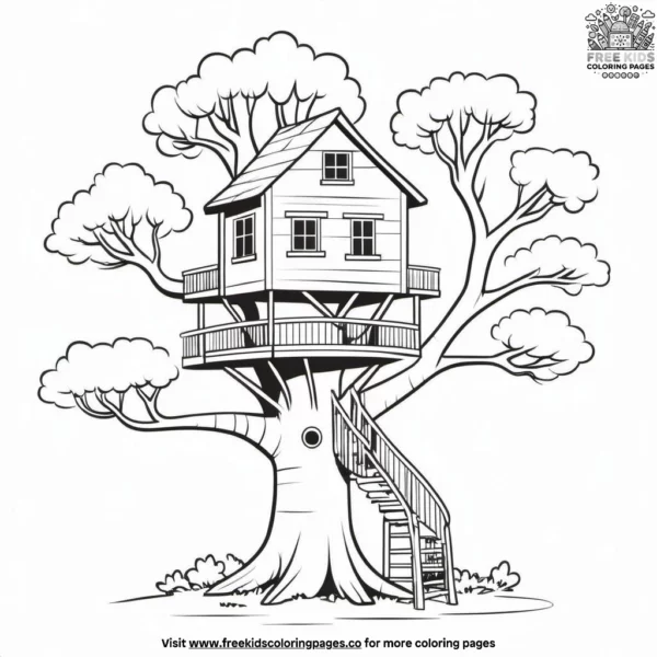 Forest treehouse coloring pages