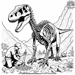 Fossil hunter dinosaur coloring pages