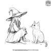 Friendly Cat Witch Coloring Pages