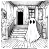 Ghost In Haunted House Coloring Pages