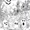 Ghostly Graveyard Figures Coloring Pages