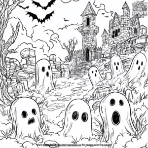 Ghostly Graveyard Figures Coloring Pages