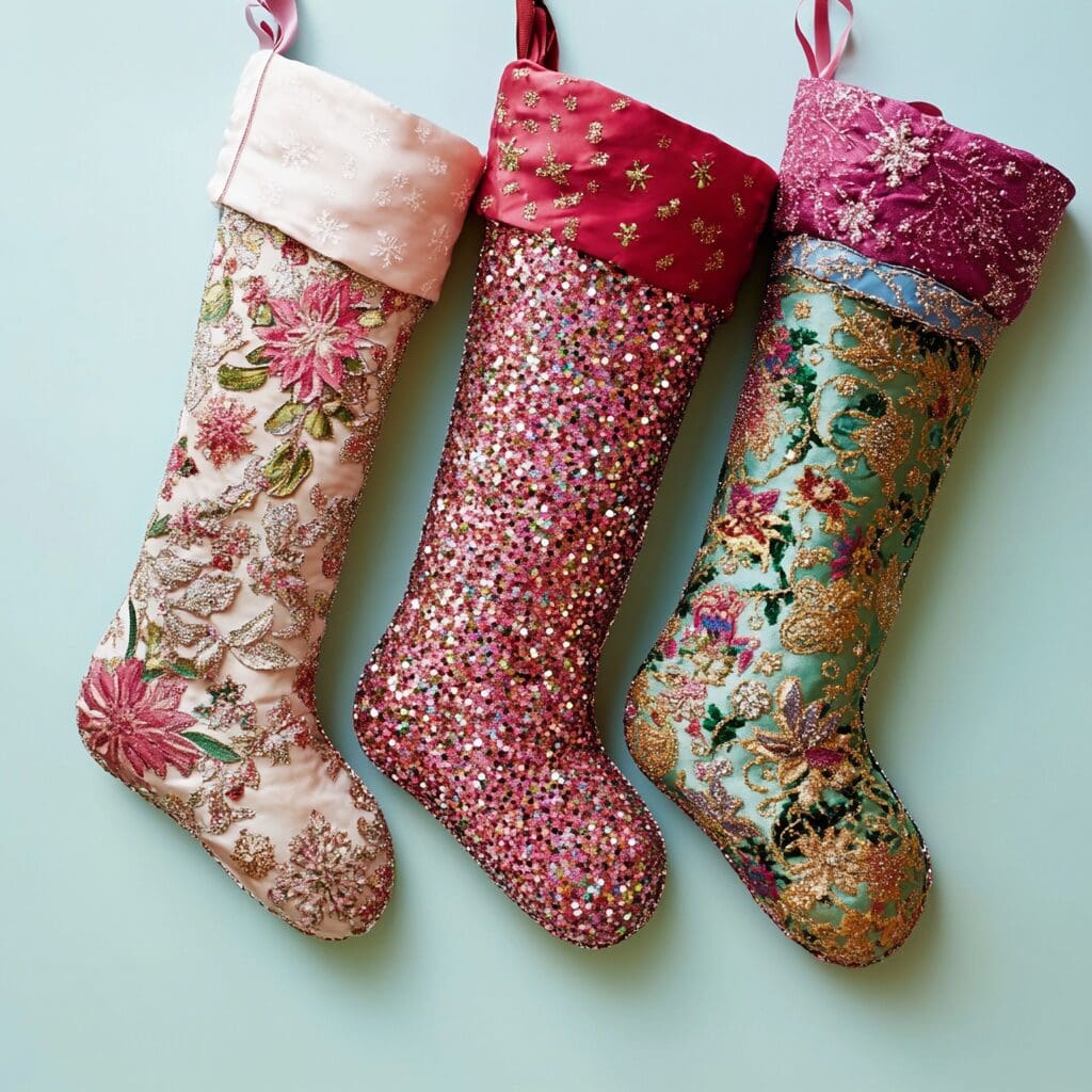 Glitter and ribbon stockings 1