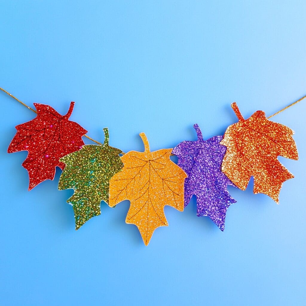 Glittery fall leaves banner 2