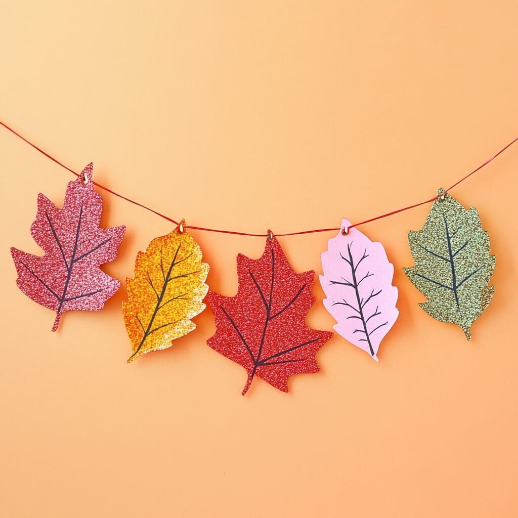 Glittery fall leaves banner 3