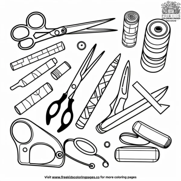 Glue stick and scissors coloring pages