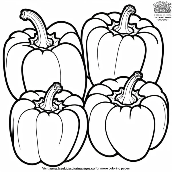 Golden orange bell peppers coloring pages