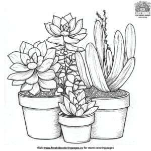 Plant Pot Set Coloring Pages