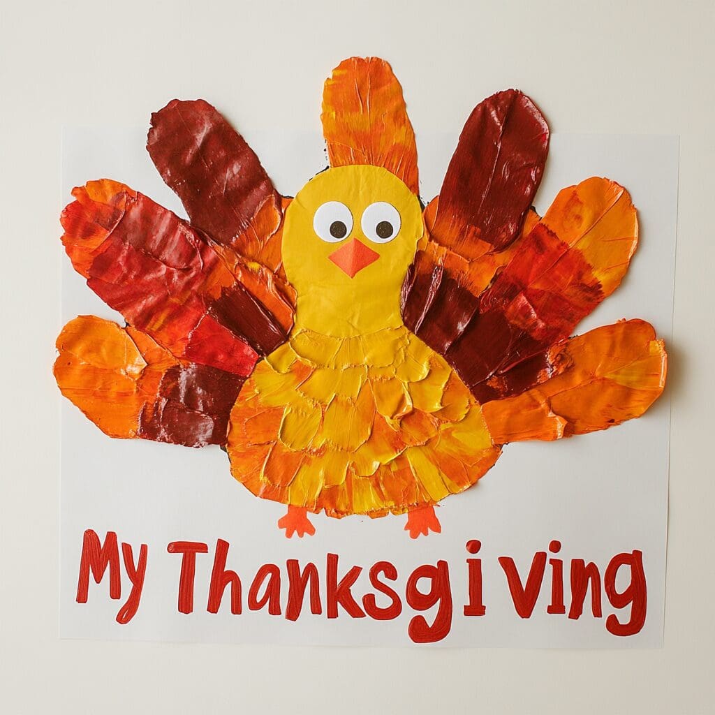 Handprint turkey bib paint 1