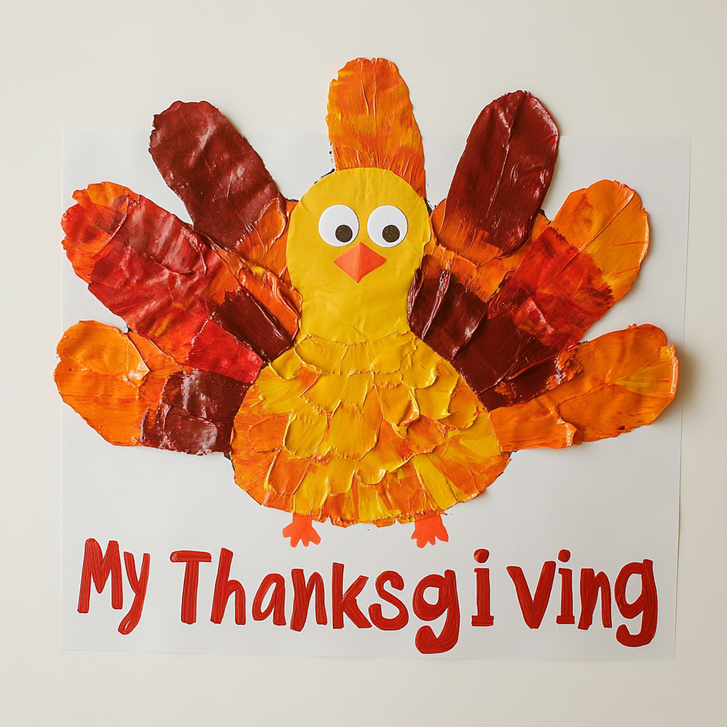 Handprint turkey bib paint 1