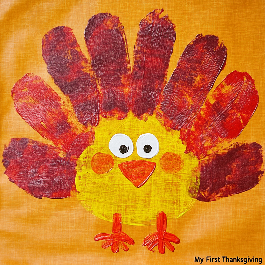 Handprint turkey bib paint 2