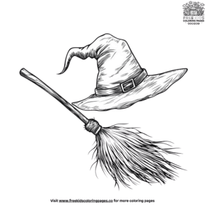 Hat And Broom Witch Coloring Pages