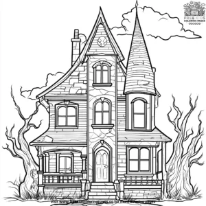 Haunted house coloring pages