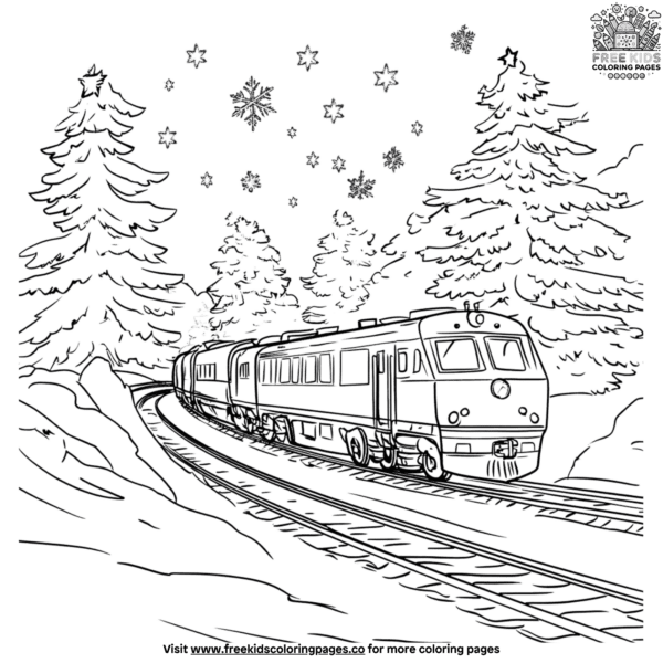 Holiday diesel train coloring pages