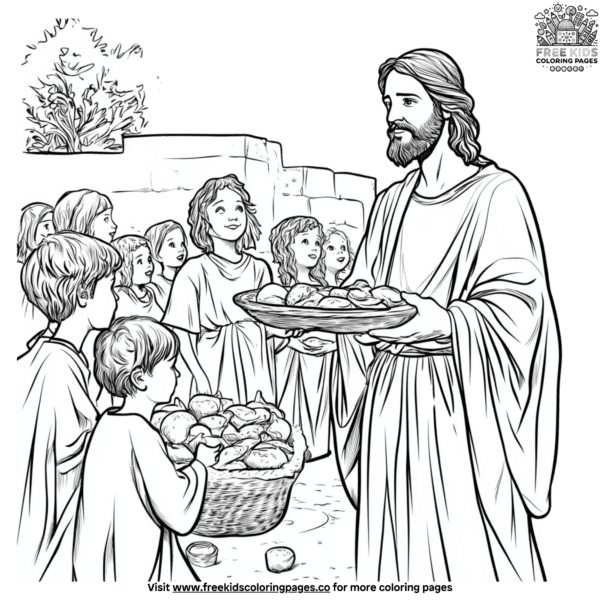 Jesus feeding the hungry coloring pages