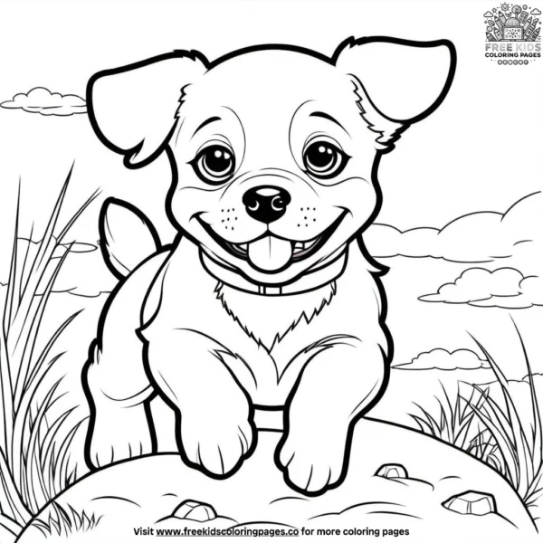 Jumping puppy coloring pages