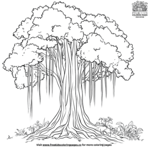 Jungle Banyan Tree Coloring Pages