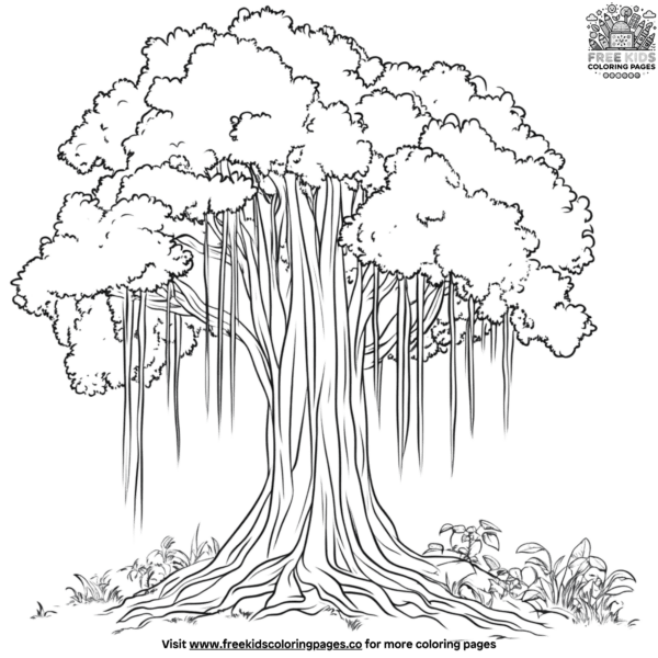 Jungle banyan tree coloring pages