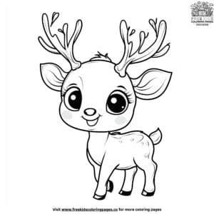 Kawaii Baby Reindeer Coloring Pages.