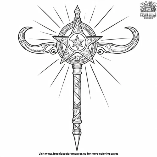 Magic wand spells coloring pages