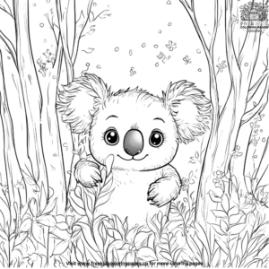 Magical forest koala coloring pages