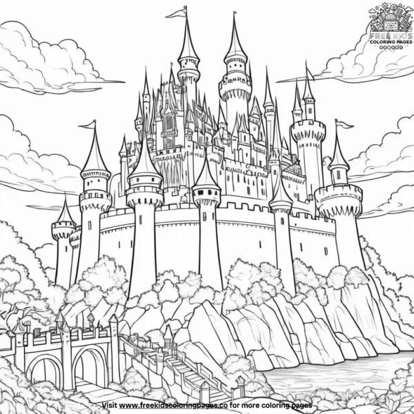 Magical kingdom fortress coloring pages