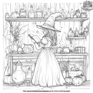 Magical potion lab witch coloring pages