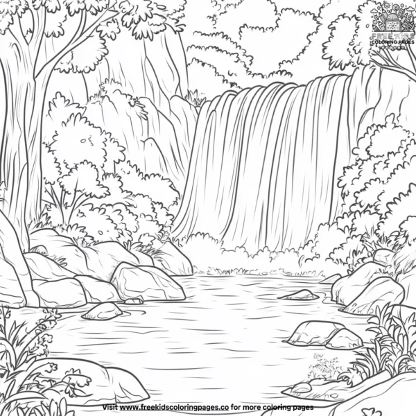 Magical waterfalls coloring pages