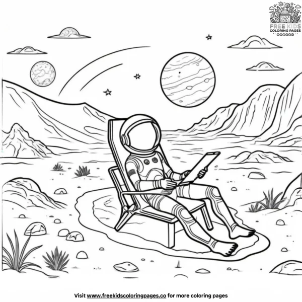 Martian sunbathing coloring pages